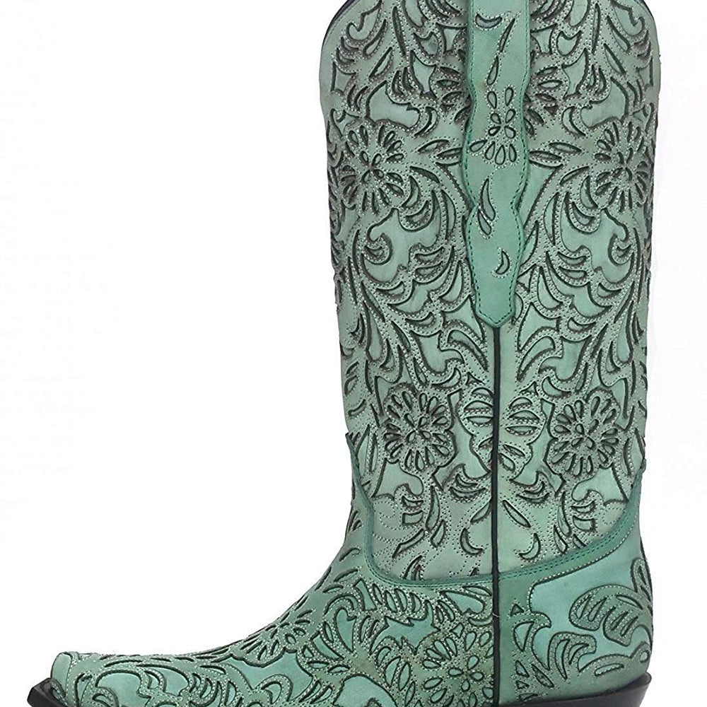 
                  
                    Side Profile of Corral Boots Women's Turquoise Snip Toe Embroidered Western Boot
                  
                