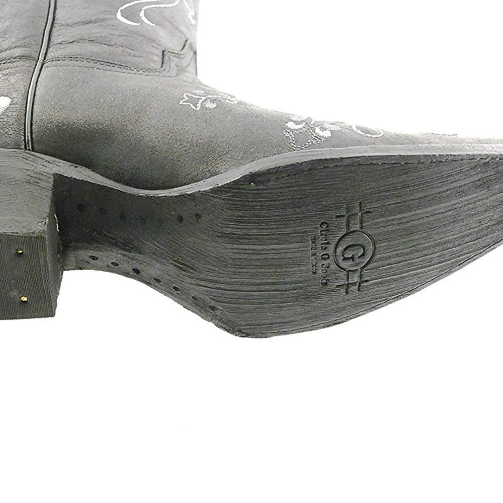 
                  
                    Outsole of Circle G Women’s Embroidered Snip Toe Western Boot, Showing Circle G Logo
                  
                