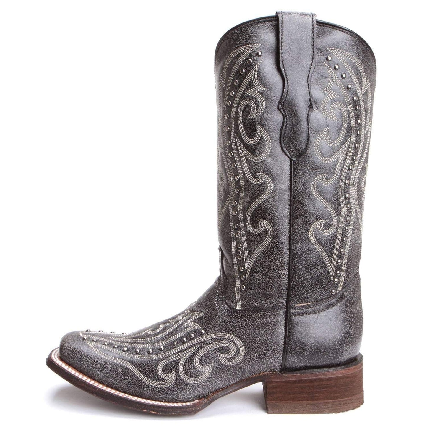 Side of Corral Boots Girls' Black Embroidered Square Toe Cowboy Boot