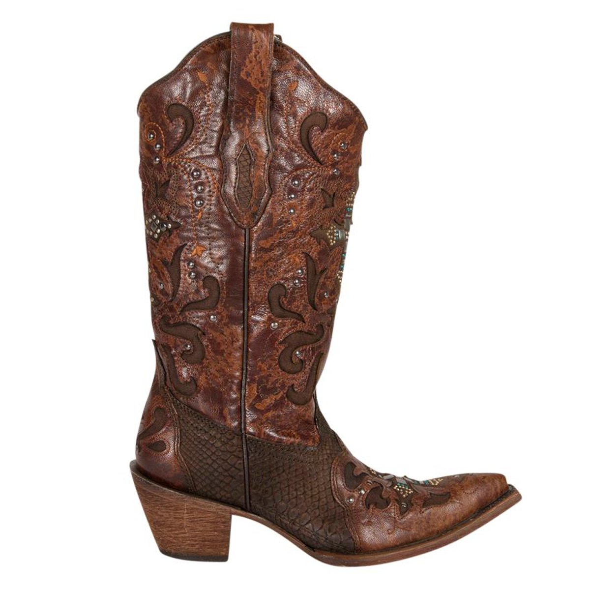 Side Profile of Corral Boots Women's Python Underlay Pointed Toe Western Boot