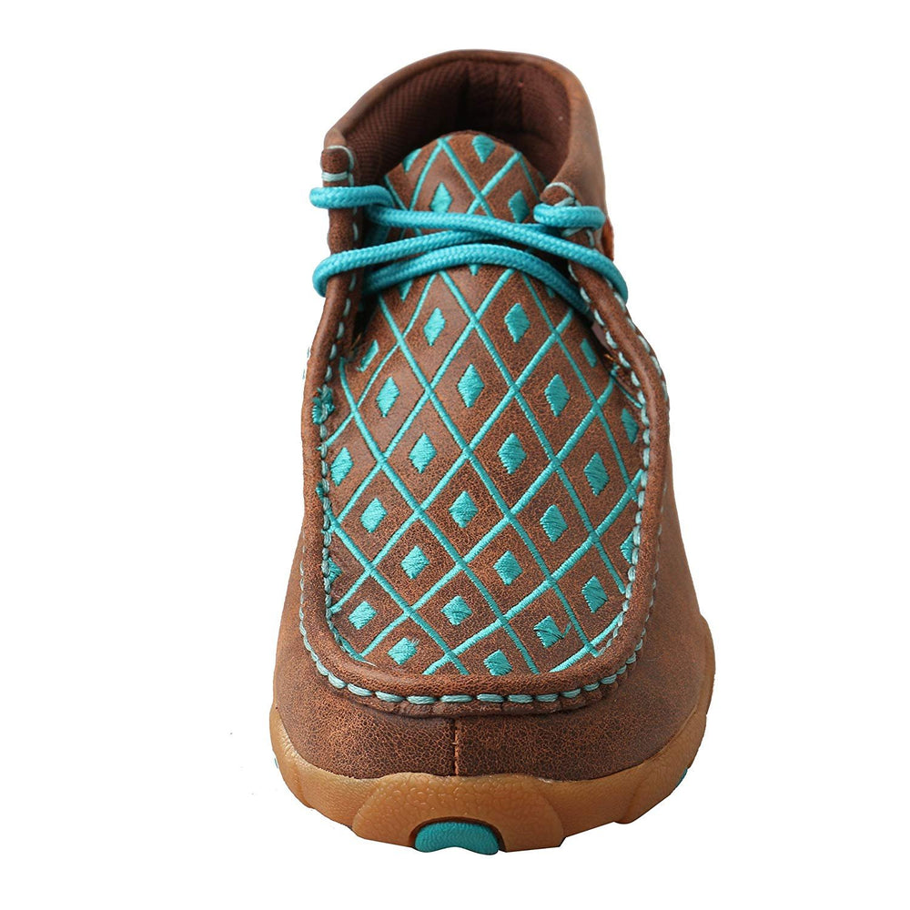 
                  
                    Front View of Twisted X Women's Chukka Driving Moc in Brown/Turquoise
                  
                