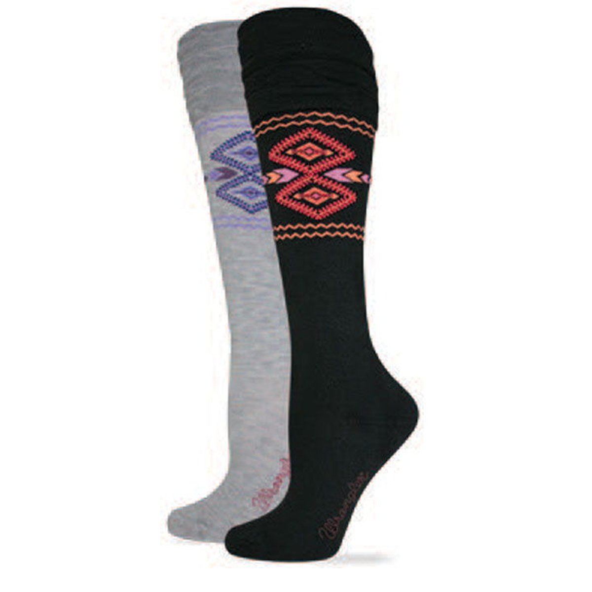 Pair of Women's Wrangler Aztec Print Ruffled Knee High Boot Socks