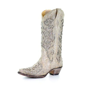 Corral Women's Crystal & Glitter Inlay Snip Toe Boots - A3322