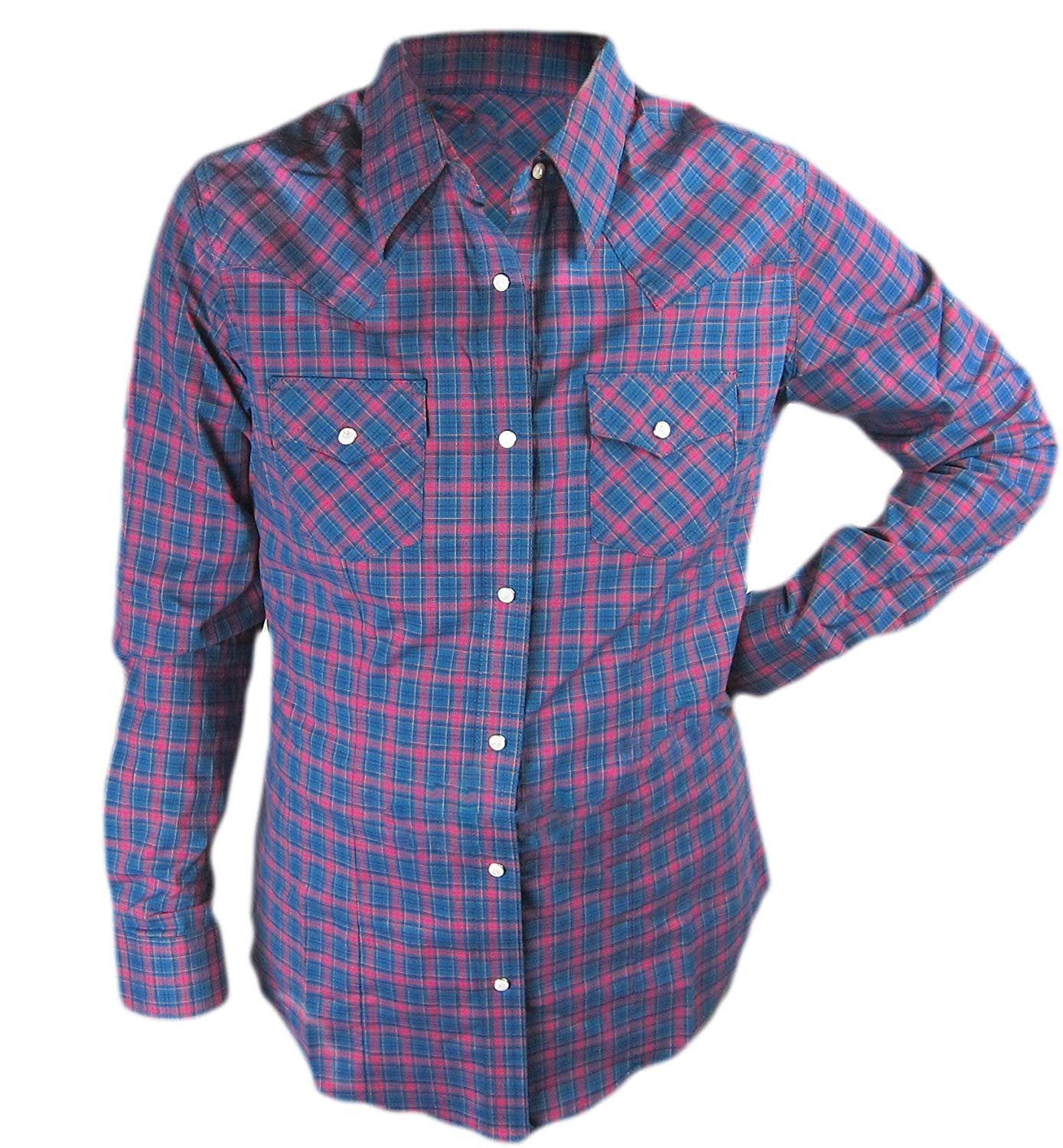 Front of Women's Wrangler Long Sleeve Checkered Shirt