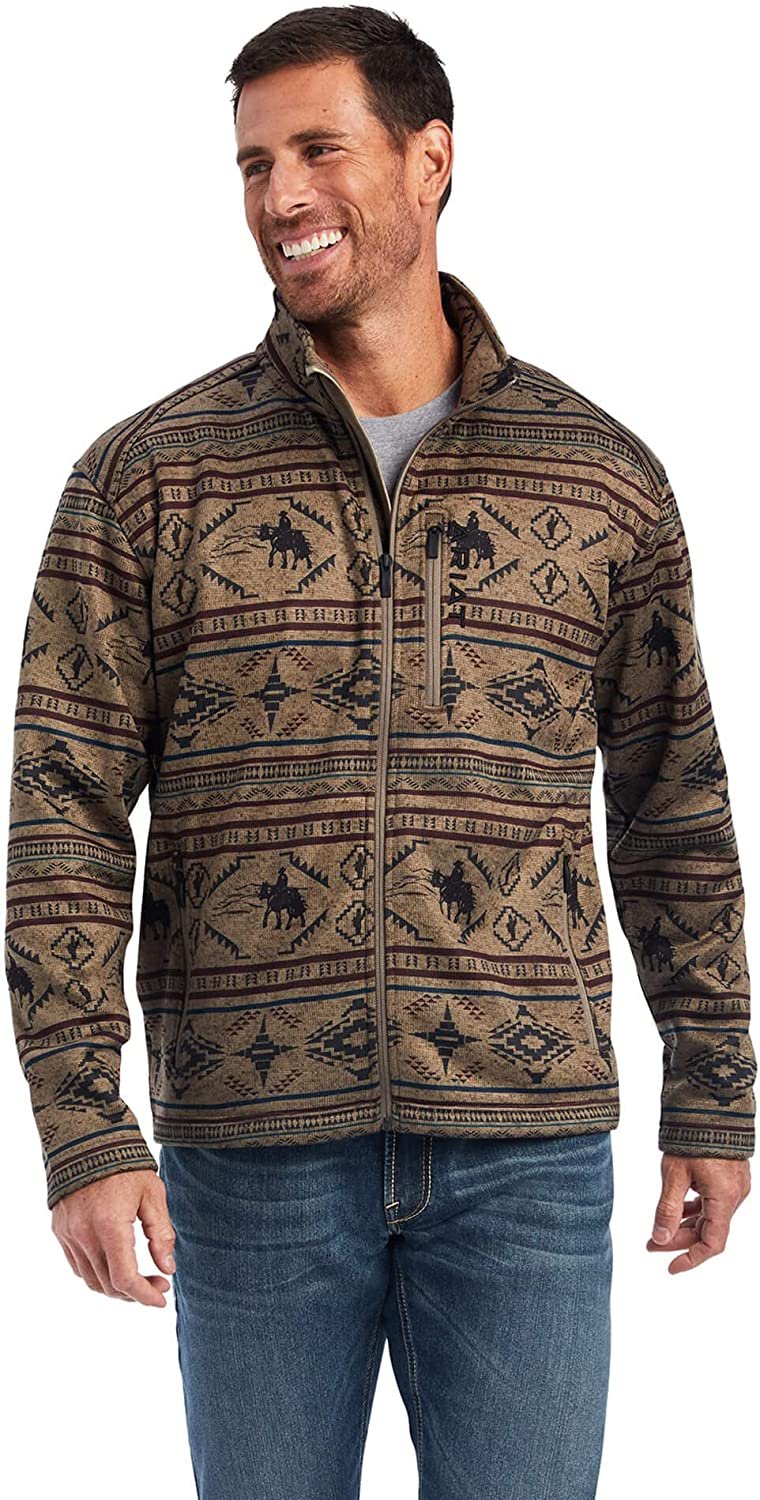 Ariat Men's Caldwell Full Zip Sweater in Brindlewood Southwest