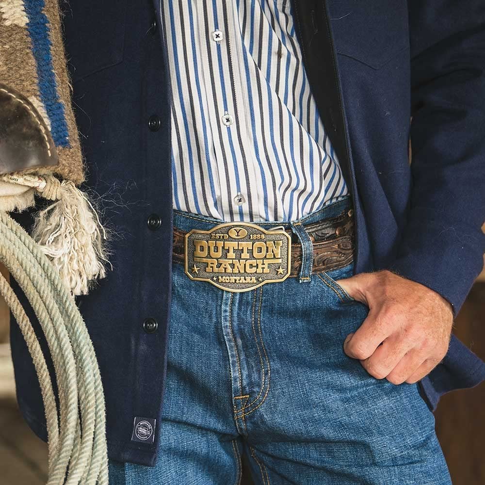 
                  
                    Montana Silversmiths x Yellowstone Collection Belt Buckle, With Dutton Ranch Montana Engraving
                  
                