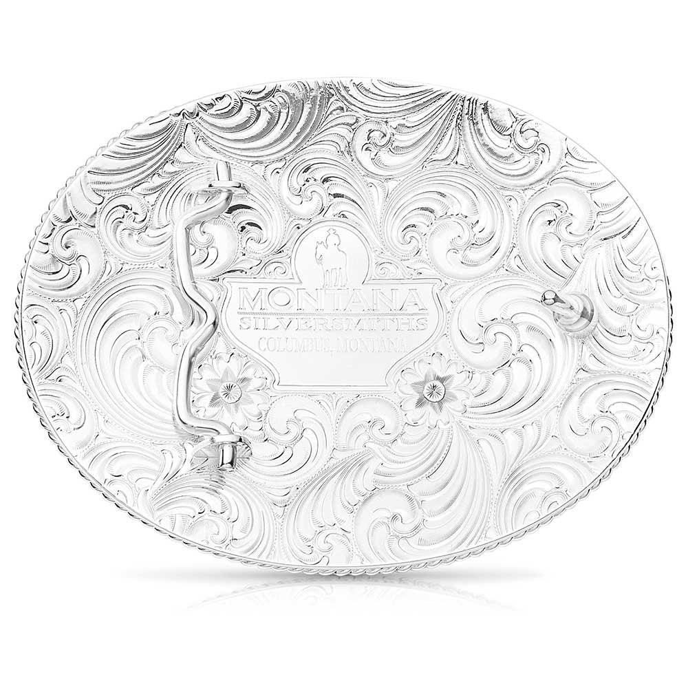 Back of Montana Silversmiths Southwest Sun Large Two Tone Belt Buckle