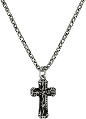 Montana Silversmiths Antiqued Stainless Barbed Wire Cross Necklace