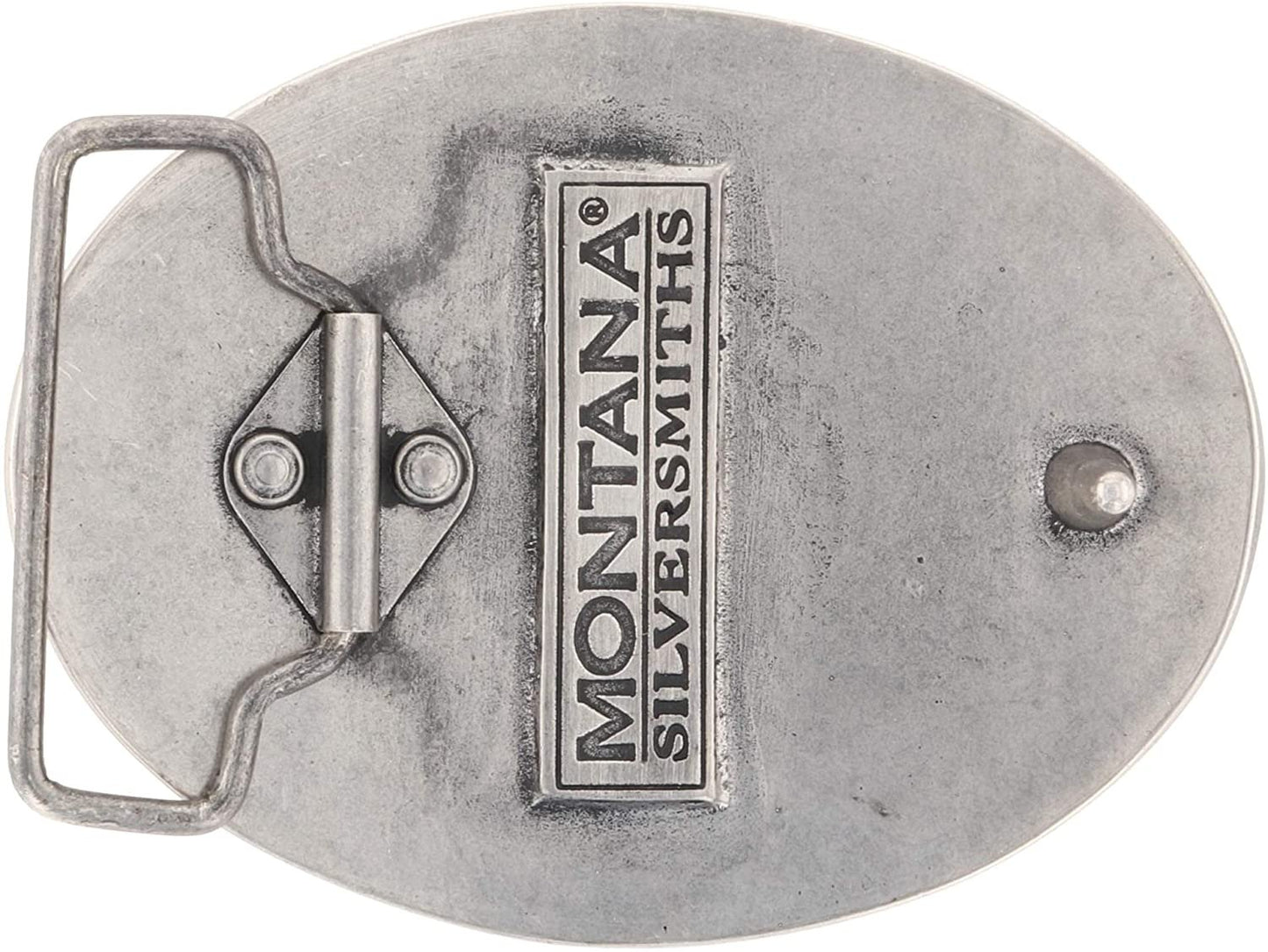 Back of Montana Silversmiths Classic FFA Antiqued Attitude Buckle