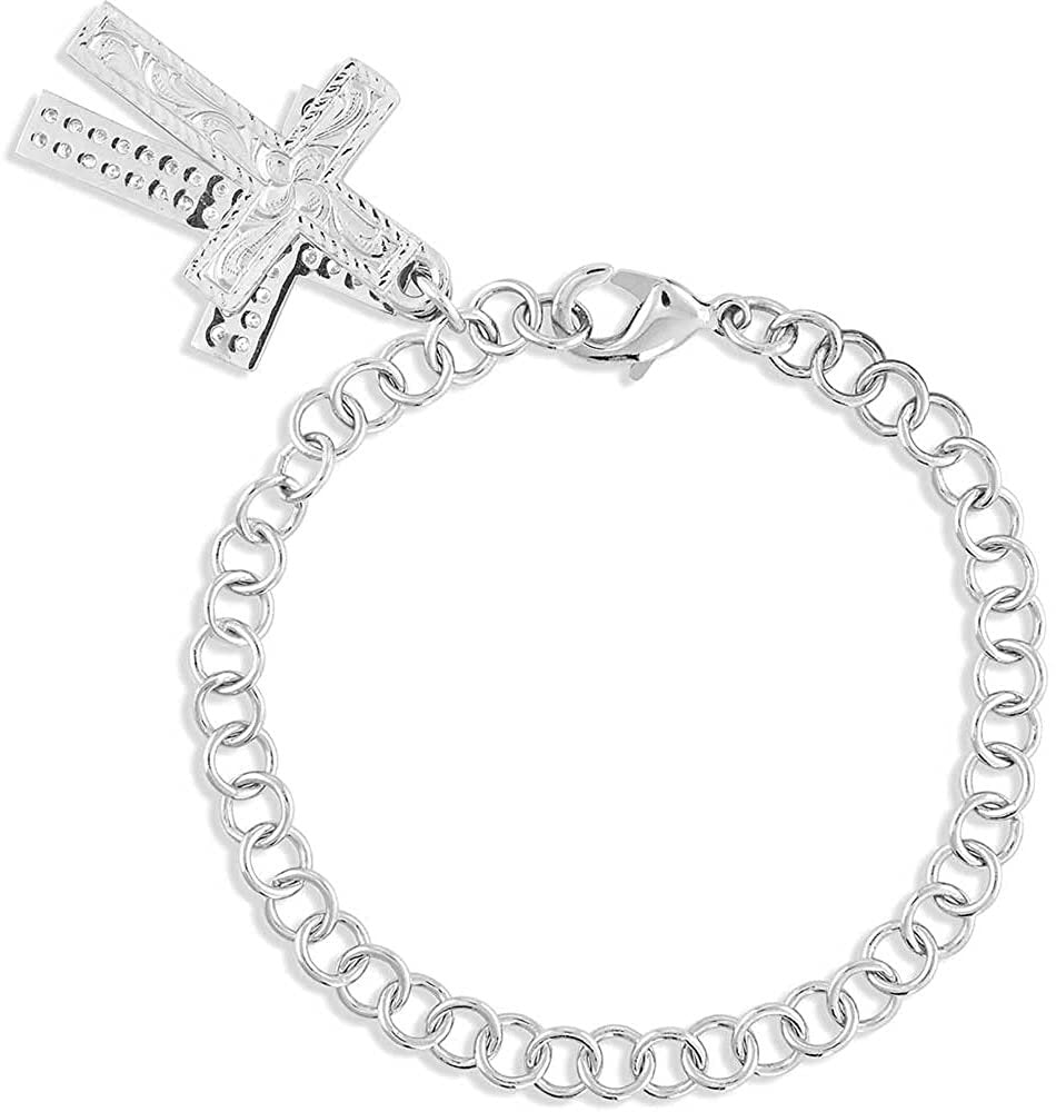 
                  
                    Back of Montana Silversmiths Women's Western Bracelet, Country Charm Cross
                  
                
