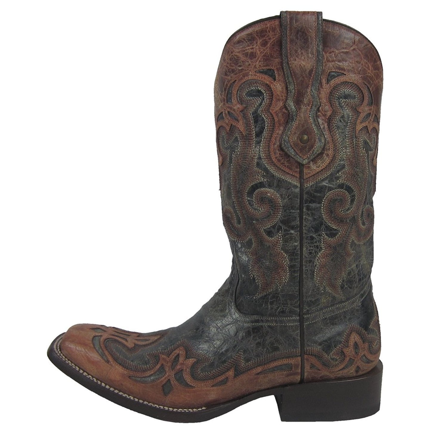 Side Profile of Corral Boots Men's Cognac Overlay Square Toe Cowboy Boot