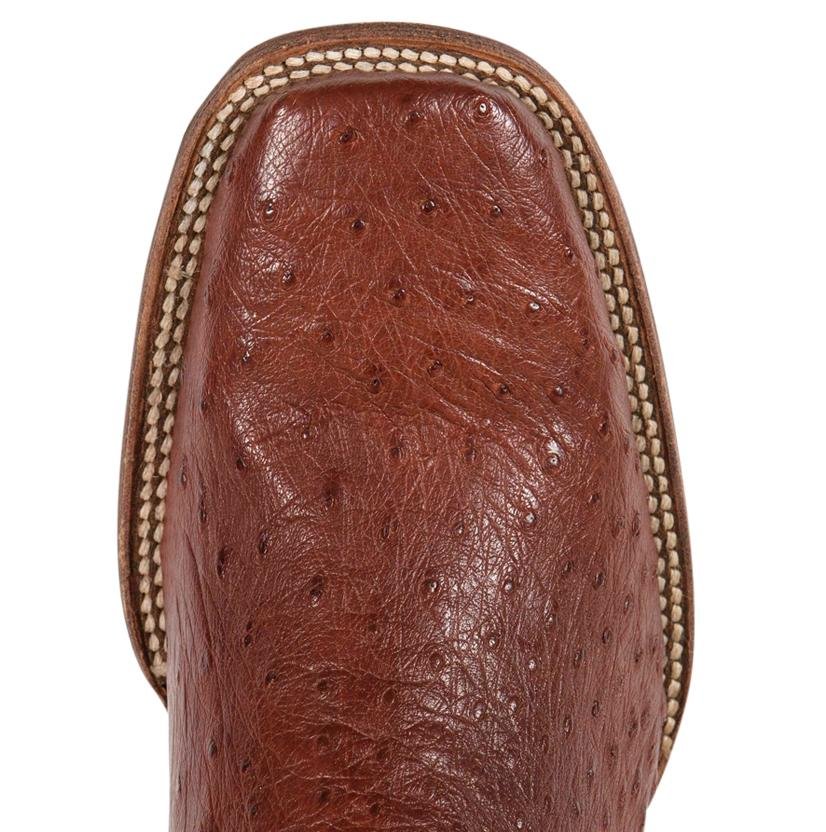 
                  
                    Close-up of Toe Box of Corral Boots Men's Brown Full Quill Ostrich Square Toe Cowboy Boot
                  
                
