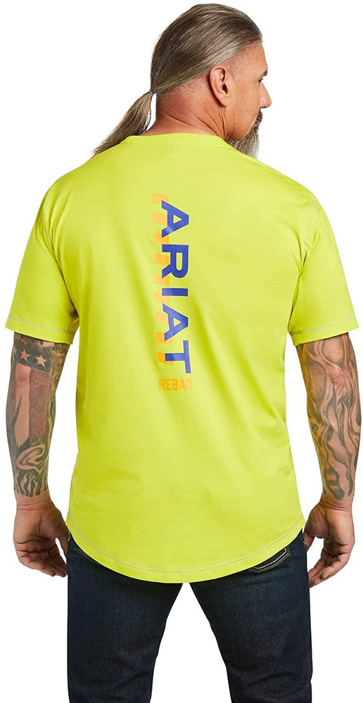 
                  
                    Back of Ariat Men's Rebar Workman Logo T-Shirt in Sulpher Spring
                  
                
