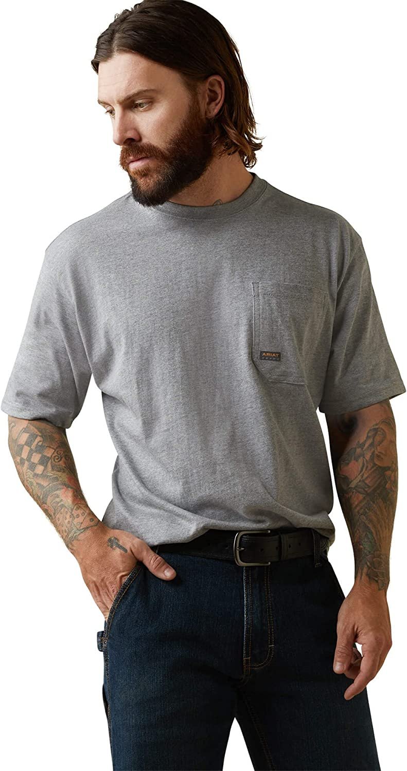 Ariat Men's Rebar Cotton Strong American Outdoors T-Shirt in Heather Grey