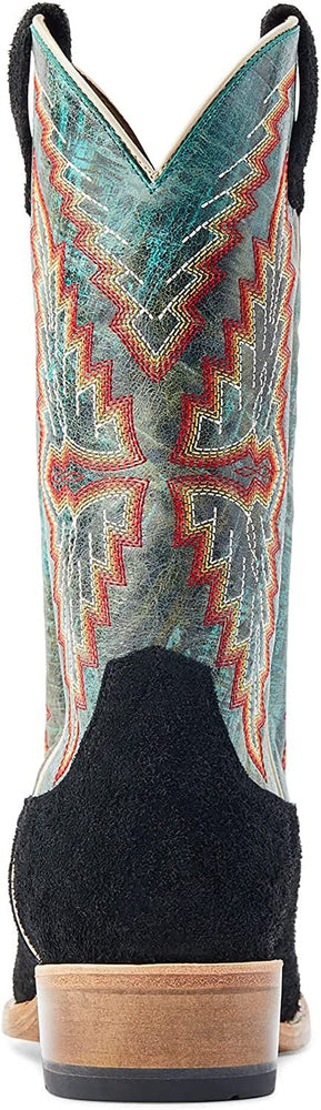 
                  
                    Back of Ariat Men's Futurity Showman Western Boot in Black Roughout/Roaring Turquoise
                  
                