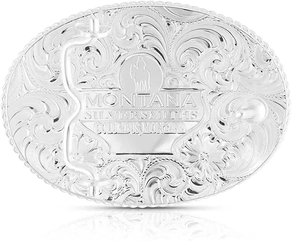 Back of Montana Silversmiths Small Two-Tone Engraved Western Buckle With Longhorn