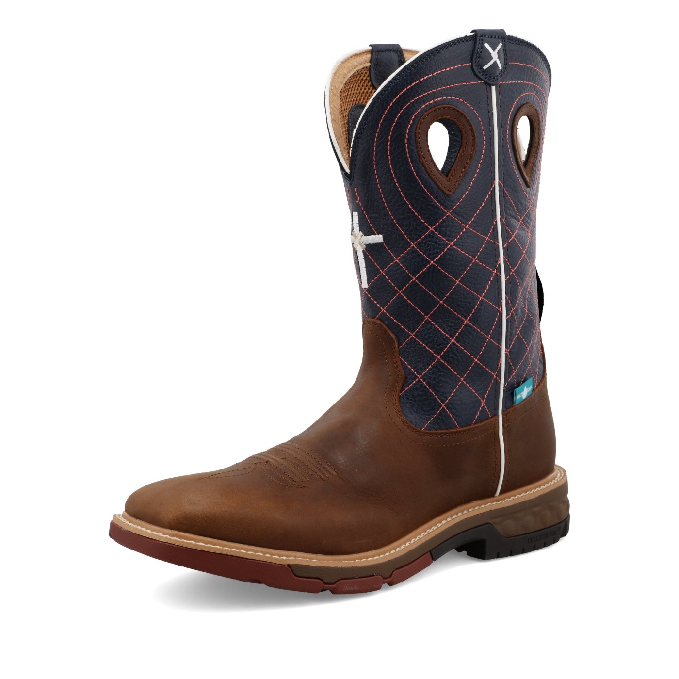 Twisted X Men's 12" Western Work Boot in Mocha/Navy