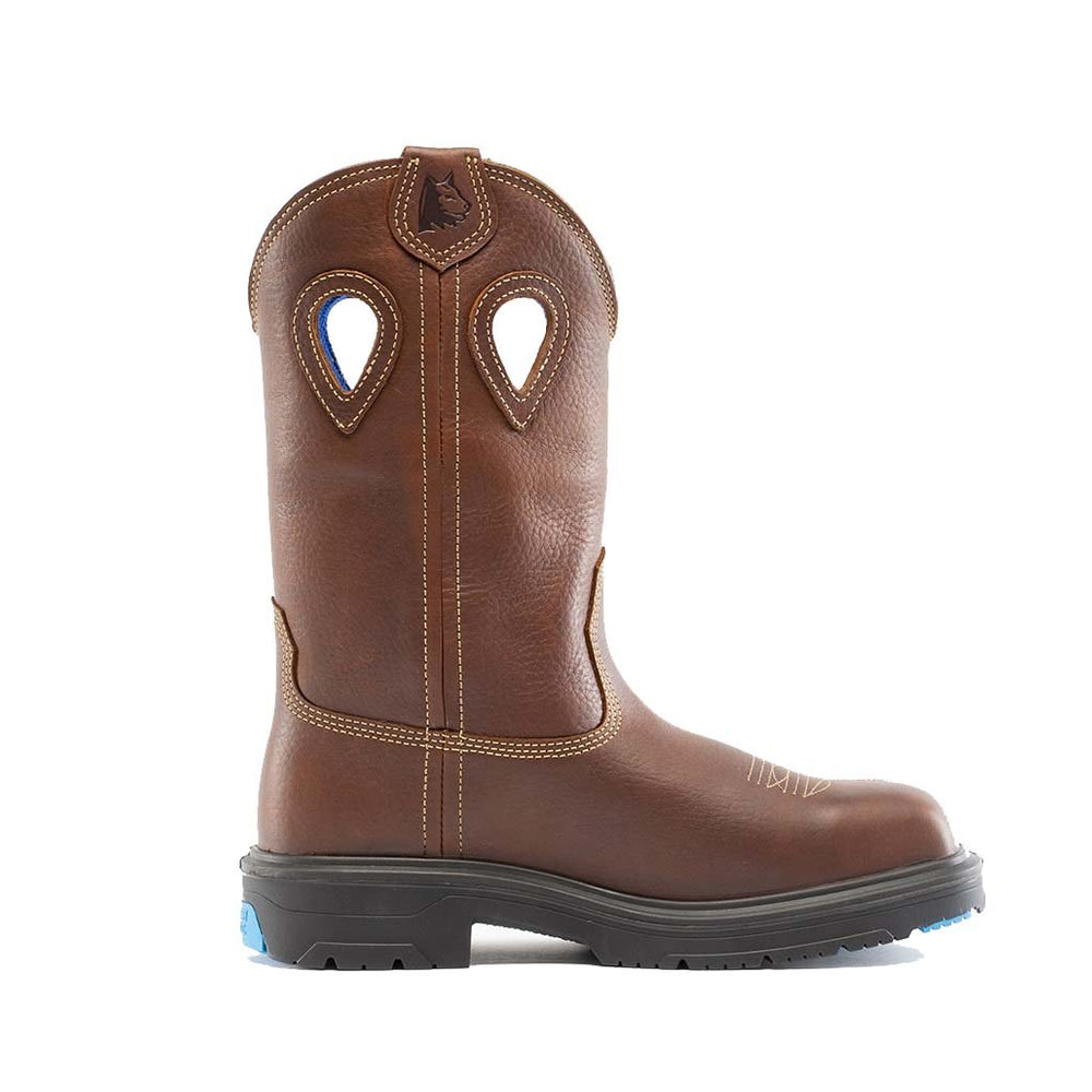 
                  
                    Side of Steel Blue - Blue Heeler Met Safety Boot in Brown
                  
                