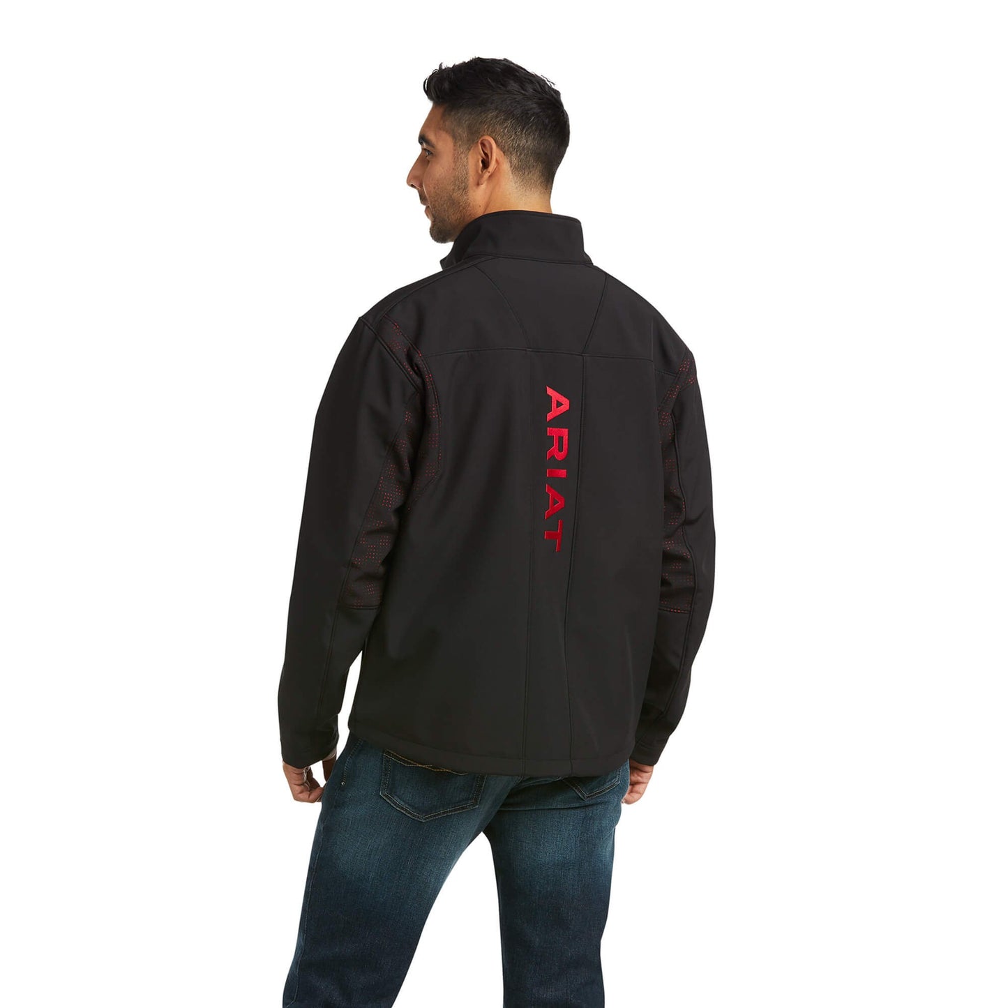 Back of Ariat Men's Vernon 2.0 Softshell Jacket in Black