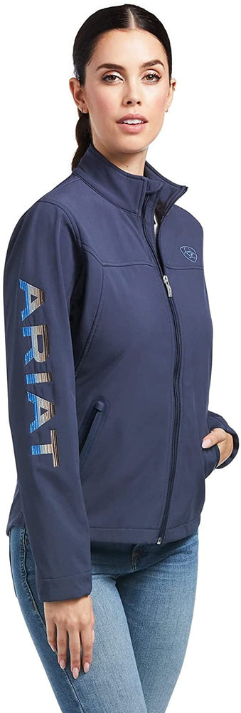
                  
                    Ariat Women's New Team Softshell Jacket in Blue Nights/Desert Dusk Serape
                  
                
