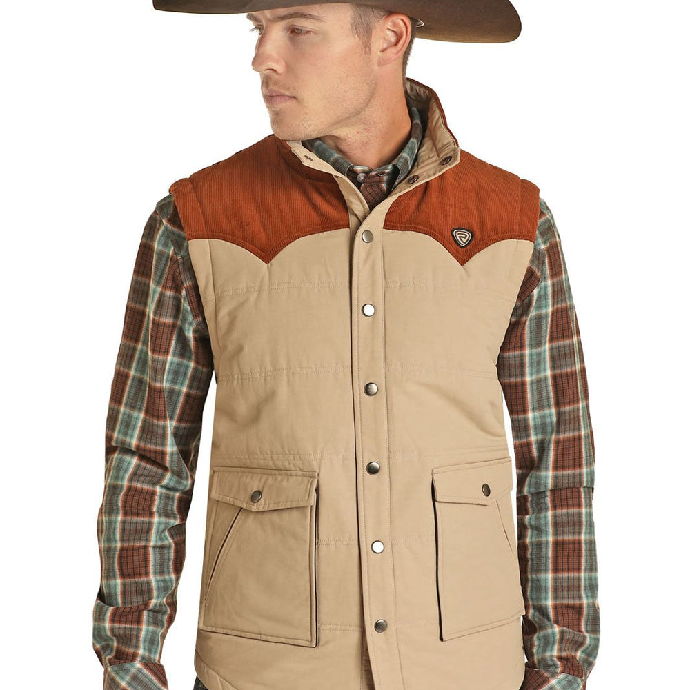 Rock and Roll Cowboy Nylon and Corduroy Quilted Vest