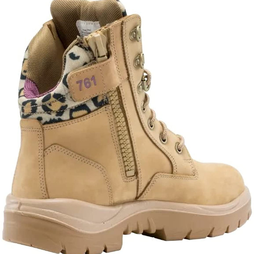 
                  
                    Angled Back View of Steel Blue Southern Cross Ladies Safety Boot in Jungle
                  
                