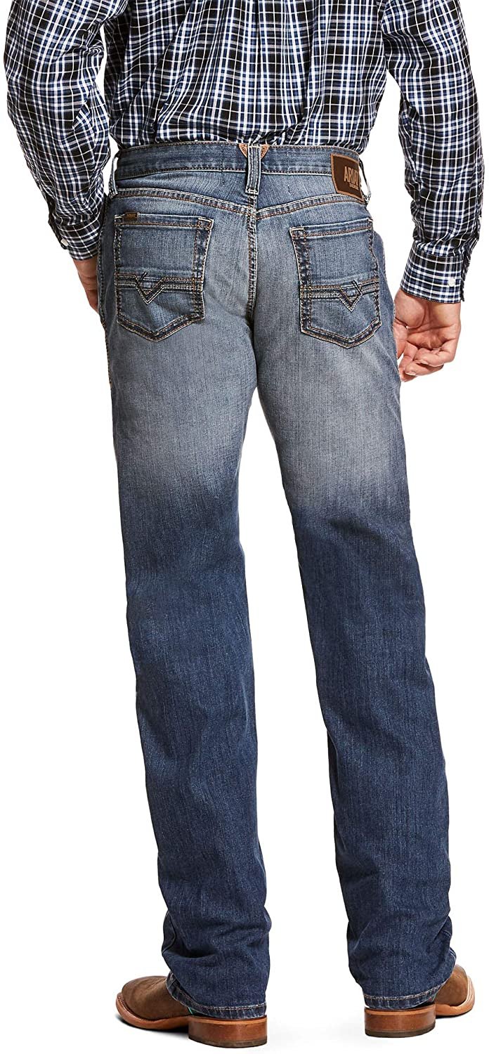 Back of Ariat Men's M5 Slim TekStretch Bookie Stackable Straight Leg Jeans