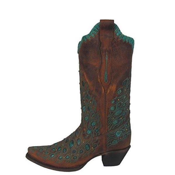 Side Profile of Corral Boots Women's Turquoise Inlay Snip Toe Western Boot