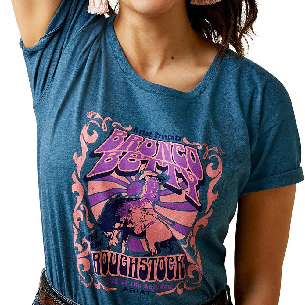 
                  
                    Close-up of Graphic Design on Ariat Women's Bronco Betty T-Shirt
                  
                