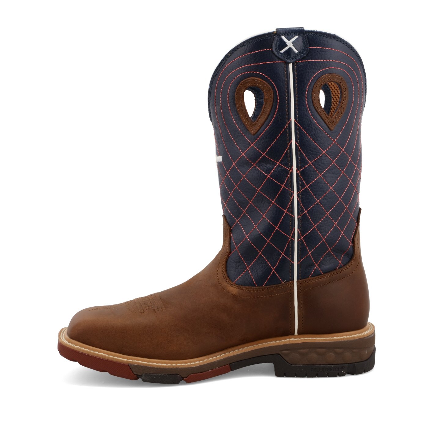 Twisted X Men's 12" Western Work Boot in Navy/Mocha