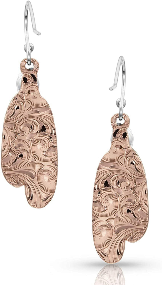 Back of Montana Silversmiths Women's Gift of Rose Gold Freedom Feather Earrings