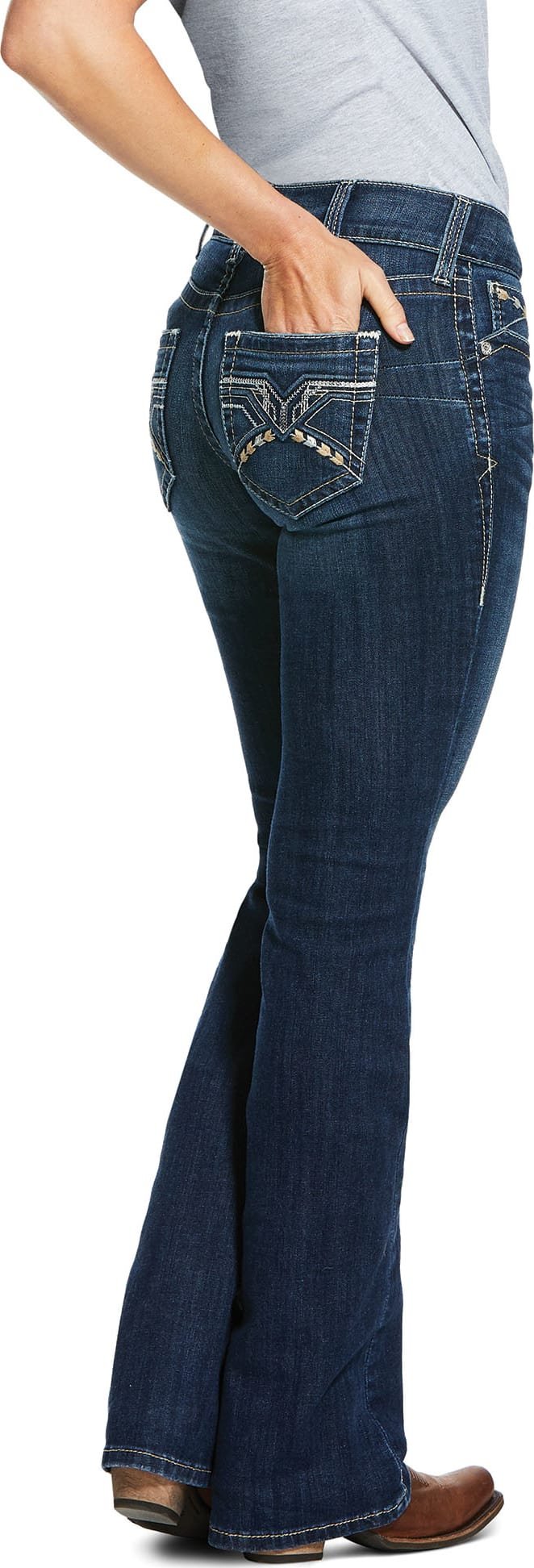 Back of Ariat Women's R.E.A.L. Mid Rise Stretch Original Boot Cut Jeans