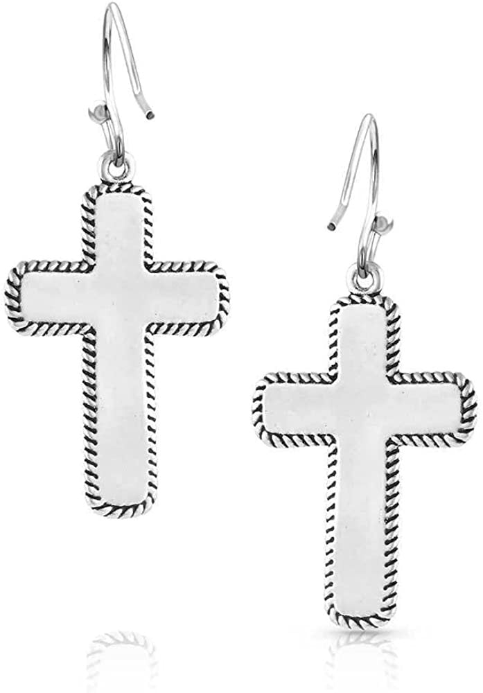 Back of Montana Silversmiths Faith on Point Turquoise Cross Earrings