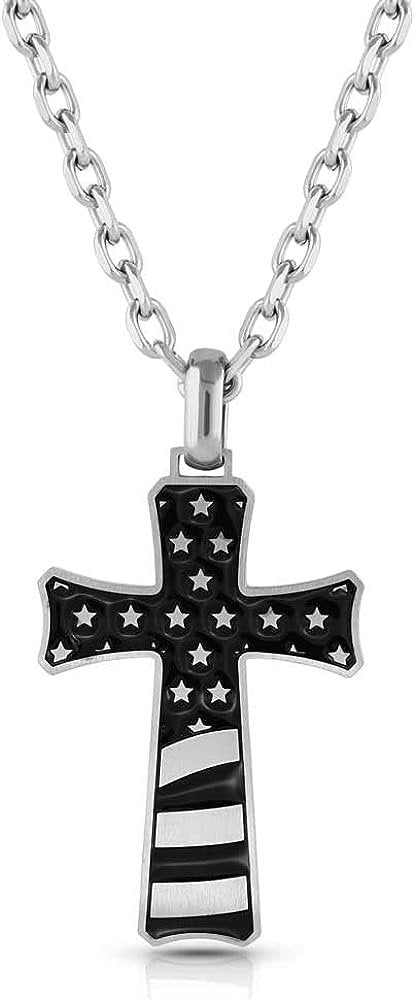 Montana Silversmiths Men's Inspirational Patriotism Cross Necklace