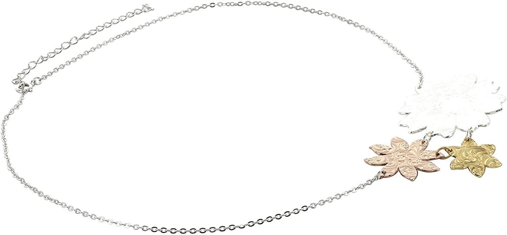 Back of Montana Silversmiths Women's Treasures Sunrise Trio Flower Necklace
