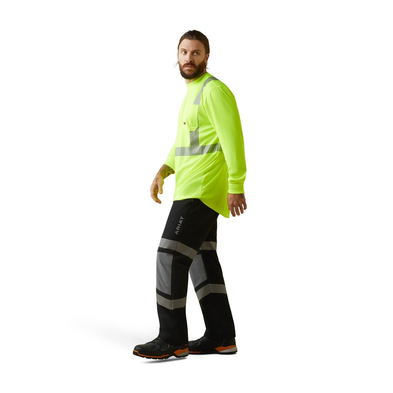 Man Wearing Ariat Men's Rebar Hi-Vis ANSI T-Shirt