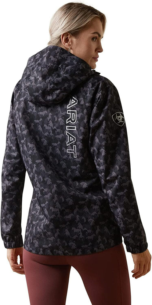 
                  
                    Back of Ariat Women's Spectator Waterproof Jacket in Camo Horse/Black
                  
                