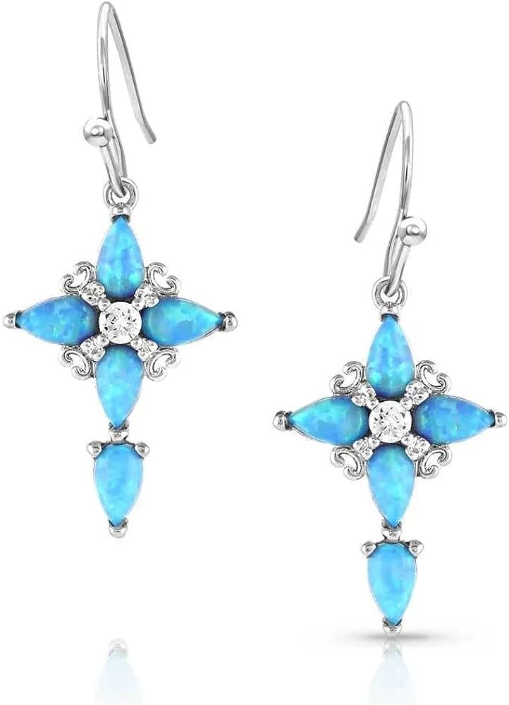 Montana Silversmiths Inspirational Faith Opal Cross Earrings