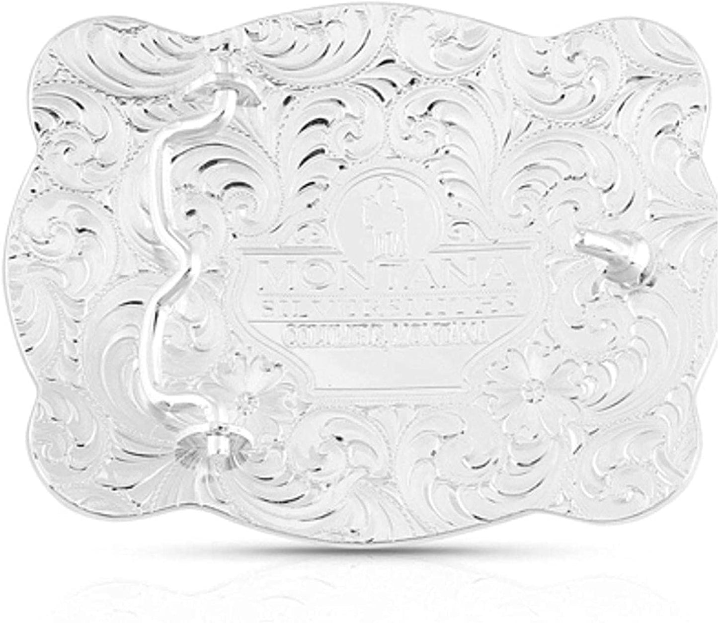 Back of Montana Silversmiths Men's Scalloped Golden Faith Belt Buckle
