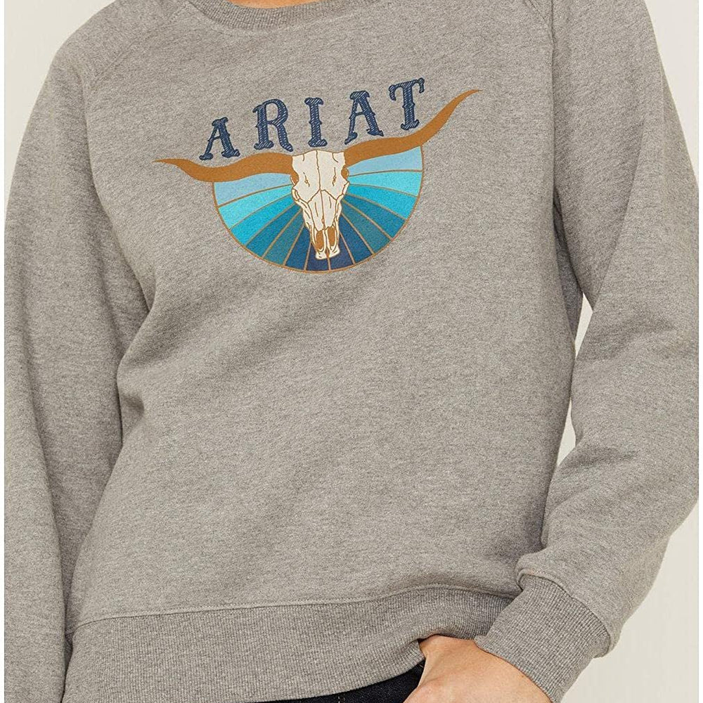
                  
                    Ariat Women's REAL Pacific Steer Head Sweatshirt in Heather Grey
                  
                