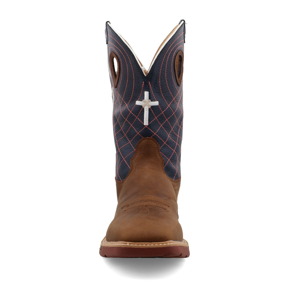 
                  
                    Front of Twisted X Men's 12" Western Work Boot in Mocha/Navy
                  
                