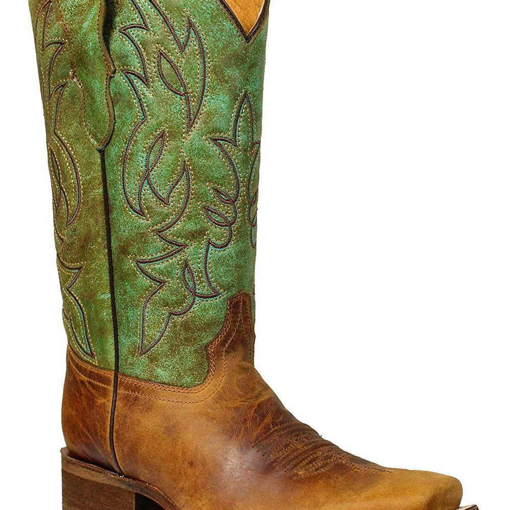 
                  
                    Side Angled View of Corral Boots Boys' Green Square Toe Cowboy Boot
                  
                