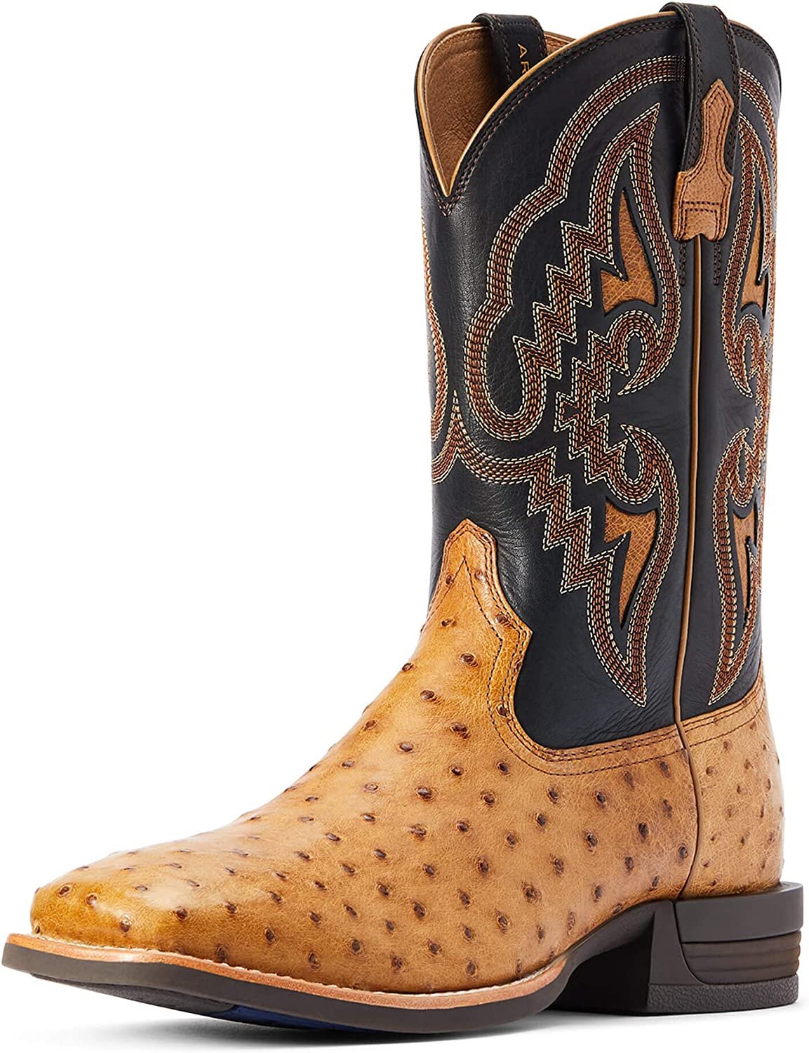 Ariat Men's Dagger Western Boot in Antique Saddle Full Quill Ostrich