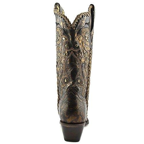 
                  
                    Back View of Corral Boots Women's Bronze Studded Snip Toe Western Boot
                  
                