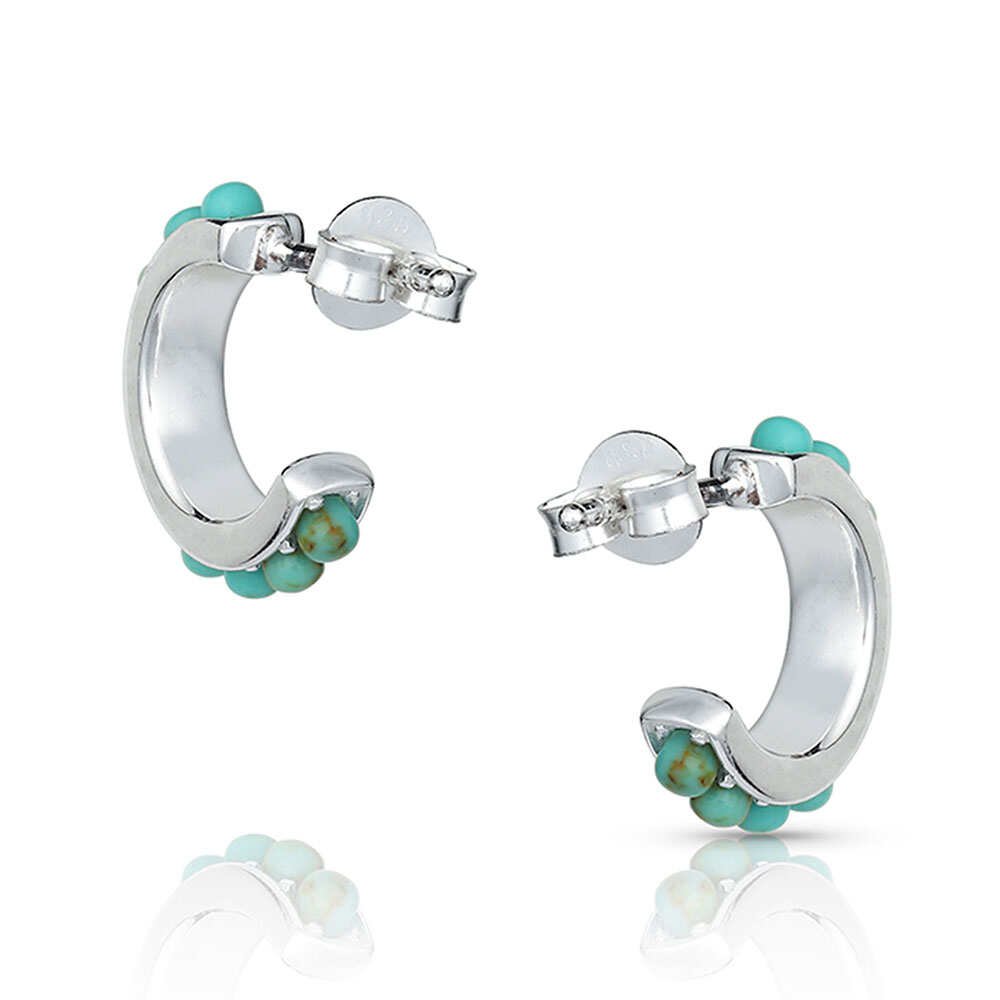 
                  
                    Back of Montana Silversmiths Women's Studded In Turquoise Mini Hoop Earrings
                  
                