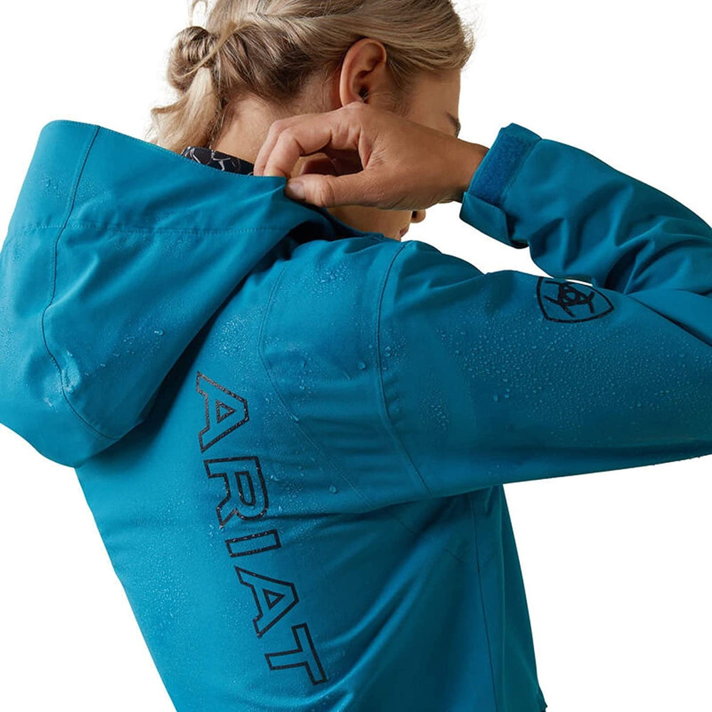 
                  
                    Back Angled View of Ariat Women's Spectator Waterproof Jacket in Mosaic Blue
                  
                