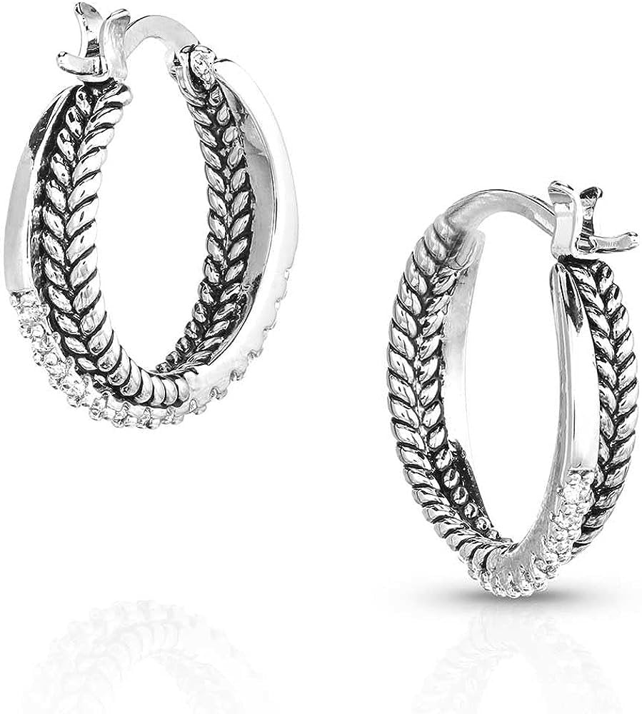Back of Montana Silversmiths Women's Crystal Crossover Hoop Earrings
