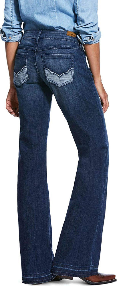 Back of Ariat Women's Trouser Mid Rise Stretch Reverse Sparrow Boot Cut Jeans