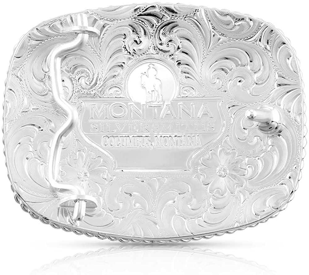 Back of Montana Silversmiths Men's Rippling Waters Custom Western Belt Buckle, Eagle