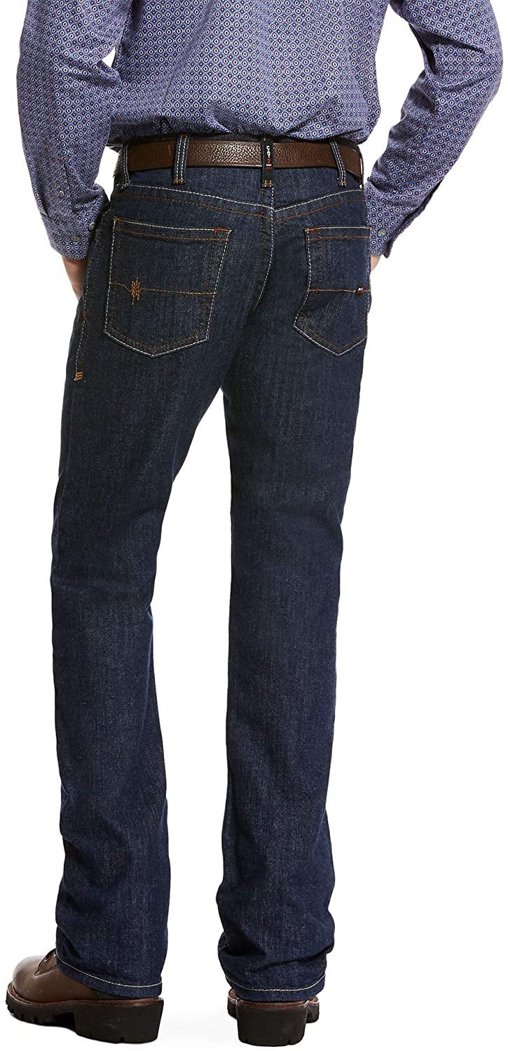 Back of Ariat Men's FR M4 Relaxed DuraStretch Lineup Stackable Straight Leg Jeans